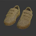 Light Brown Casual Shoes With Velcro Straps And Suede Upper Rubber Sole Design