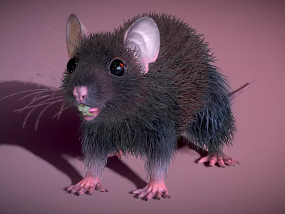 Scaled Reptile Standing On Pink Surface With Open Mouth And Green Object Inside 3d model