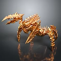 Golden Spiked Mythical Creature With Detailed Mechanical Design And Shiny Texture