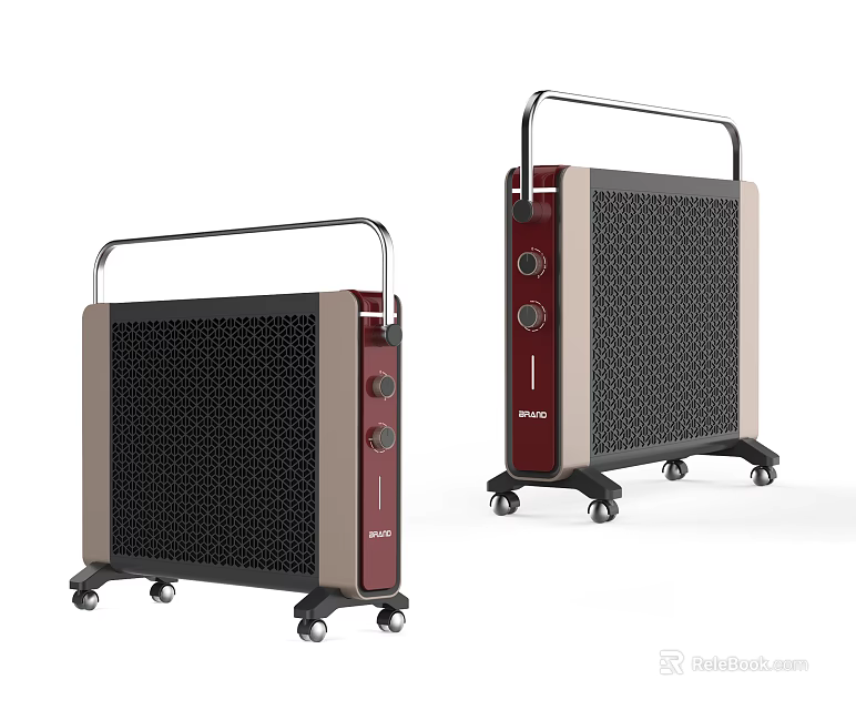 Portable Electric Heaters With Wheels Control Knobs And Handle For Home Use 3d model