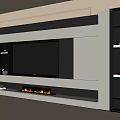 Modern TV Wall Design With Gray White Panels Storage Shelves And Fireplace