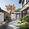 Modern courtyard landscape 3d model