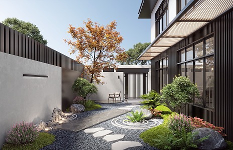 Modern courtyard landscape 3d model