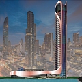 Curve-shaped urban complex super high-rise 3d model