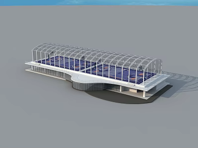 Modern Basketball Gymnasium with Glass Roof Steel Structure and Architectural Design 3d model