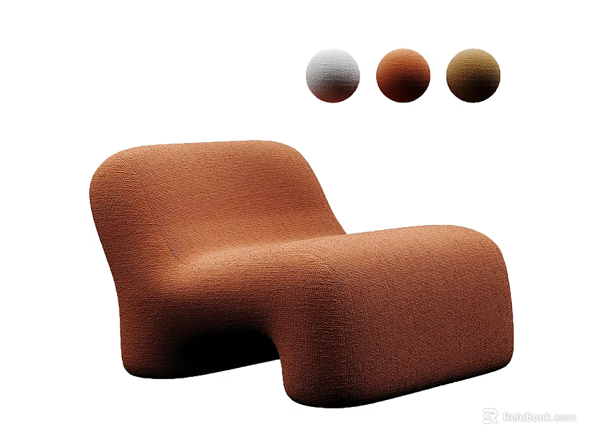 Cozy Orange Textured Bean Bag Chair With Three Color Options 3d model 