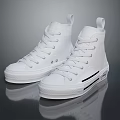 White High Top Canvas Shoes With Classic Laces And Casual Style Soles