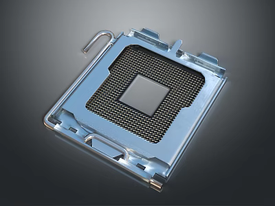 CPU Socket Metal Frame With Grid Pattern Square Center And Mounting Handle For Hardware 3d model
