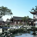 Traditional Chinese Garden Landscape Featuring Pond Lotus Flowers And Classic Architecture