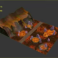 Vibrant Volcanic Landscape With Fiery Red Lava Flows Jagged Rocks And Orange Molten Pools