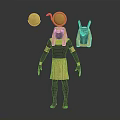 Ancient Egyptian Figure With Golden Sphere Horn And Anubis Headpiece Accessories