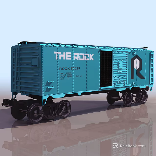 Blue Railroad Train Car Featuring THE ROCK Logo And ROCK 52025 Number 3d model 