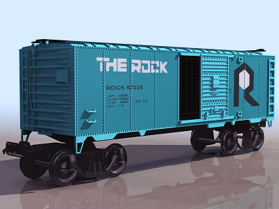 Blue Railroad Train Car Featuring THE ROCK Logo And ROCK 52025 Number 3d model