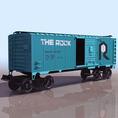 Blue Railroad Train Car Featuring THE ROCK Logo And ROCK 52025 Number 3d model