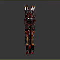 Futuristic Advanced Weapon Design With Red Black Orange Color Scheme And Sharp Armor Edges 3d model