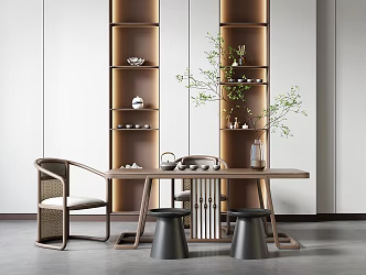 New Chinese Tea Table and Chair 3d model