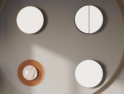 Modern Round Ceiling Lights With White And Brown Accents For Contemporary Interior Design 3d model