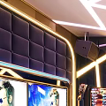 Modern KTV Interior Design With Geometric Lighting LED Screens And Sofa 3d model