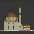 Ancient Islamic Architectural Masterpiece With Golden Dome Minarets And Intricate Decorative Elements
