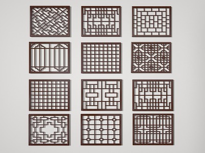 New Chinese-style openwork window openwork window lattice 3d model