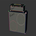 Modern Computer Audio System With Black Cabinet And Gray Mesh Front Panel Design