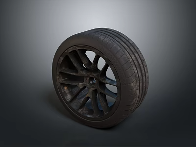 Black Car Tire With Stylish Alloy Wheel Rim And Tread Pattern 3d model