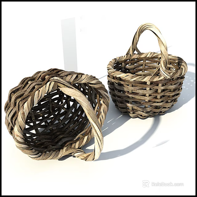 Handwoven Storage Baskets with Natural Woven Design for Home Organization 3d model 
