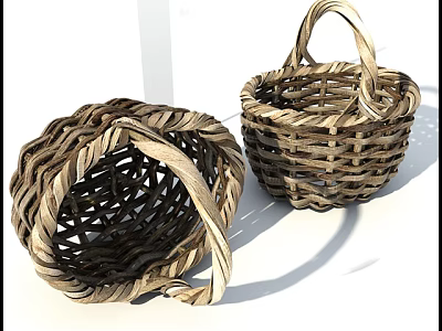 Handwoven Storage Baskets with Natural Woven Design for Home Organization 3d model