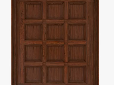 Dark Brown Wooden Wall Decor Featuring Grid Panel Design For Home Interior 3d model