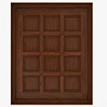 Dark Brown Wooden Wall Decor Featuring Grid Panel Design For Home Interior 3d model