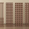 Wooden Room Screens Featuring Various Geometric Patterns Vertical Slats Grid And Triangles 3d model