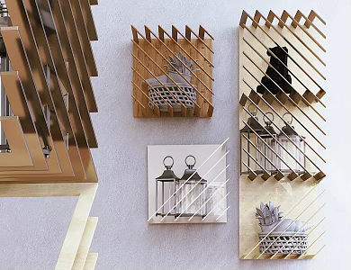 Modern wall shelf combination display rack 3d model
