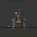 Offshore Oil Drilling Platform With Pillars Structure And Small Boat In Ocean Water