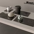 Minotli Modern Kitchen Electric Cooktops With Cookware Set On Countertop