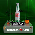 Heineken Silver Beer Bottle Display On Star Shaped Base With Green Laser Lights