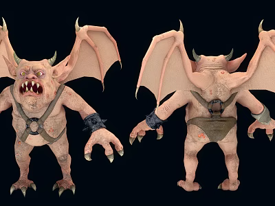 Modern game character monsters with wings 3d model