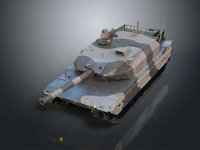 Military Tank With Camouflage Paint Main Gun Barrel Turret And Armored Tracks 3d model