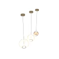 Three Spherical White Translucent Pendant Lights With Gold Base Hanging Modern Design