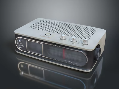 Vintage Retro Radio With Silver Body Digital Display And Control Knobs 3d model