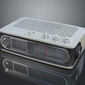 Vintage Retro Radio With Silver Body Digital Display And Control Knobs 3d model