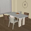 Modern cream style dining table and chair combination 3d model
