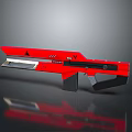 Futuristic Red Sci Fi Weapon With Sleek Modern Design And Black Grip 3d model