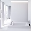 Modern Bathroom Interior With Wooden Wall Panel Bathtub Pedestal Sink Golden Faucet And Natural Light