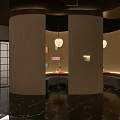 Modern Restaurant Interior Featuring Wine Racks Bar Counter And Chandeliers Dining Tables