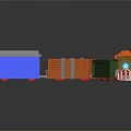 Colorful Toy Train With Blue Orange Green Cars And Brown Red Decorated Head