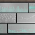 Decorative Wall Panels With Different Patterns In Gray And Teal Tones