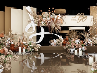 Modern Wedding Scene Simple brown Wedding Ceremony Area 3d model