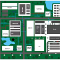 Sand Table Model of Modern Campus Layout Featuring Buildings Green Areas and Roads