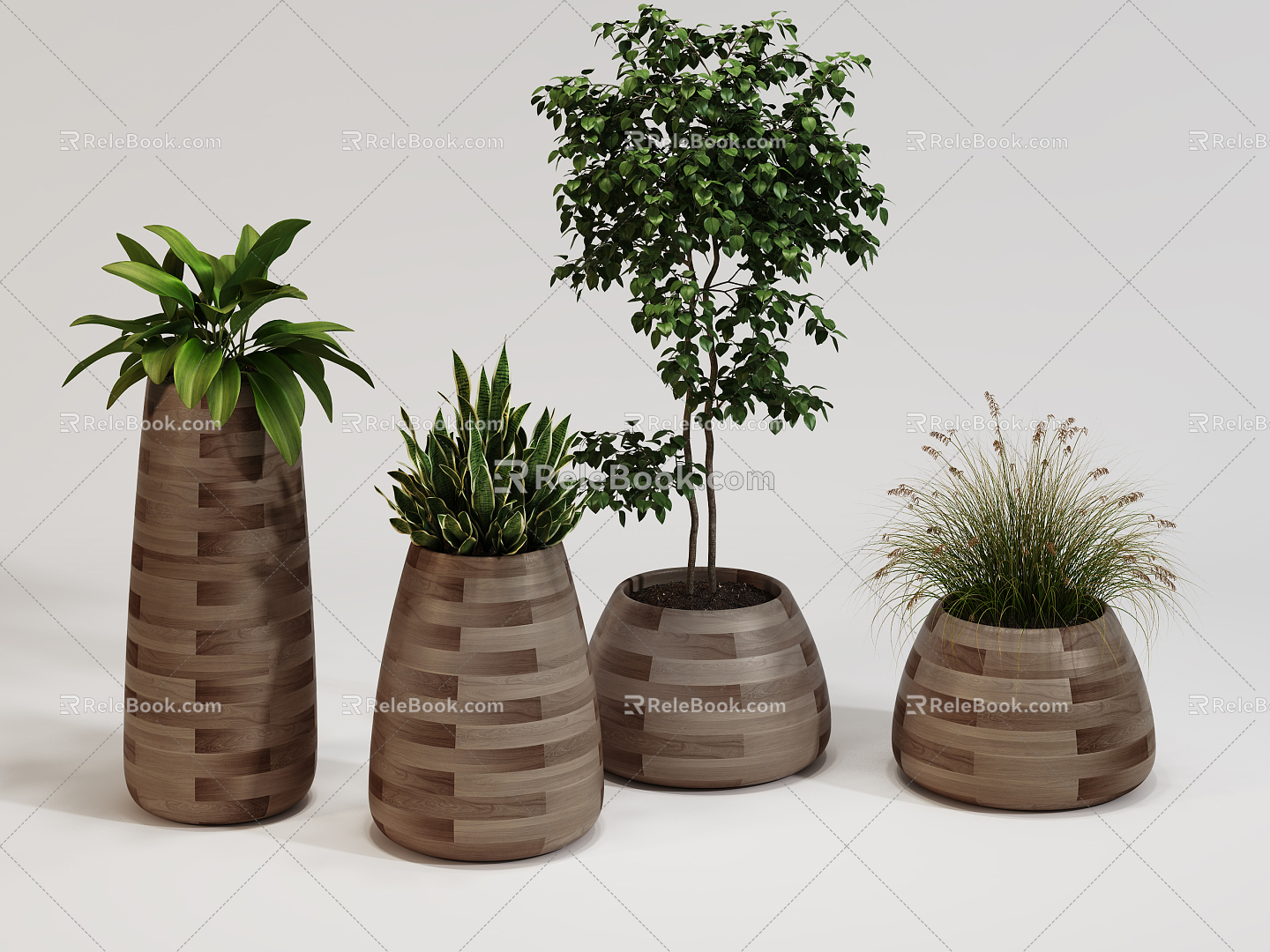 Modern potted indoor plant bonsai combination model