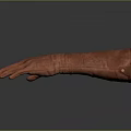 Red Human Hand Organ Model with Realistic Skin Texture and Fine Hair Details
